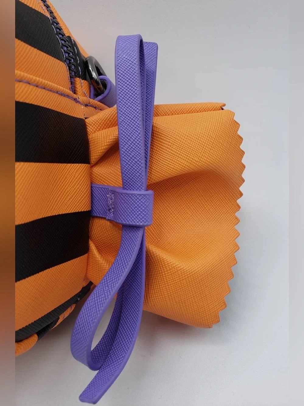 Kids Halloween Stitch Striped Crossbody Bag - Orange & Black